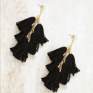 Ettika Tassel Earrings Black and Gold